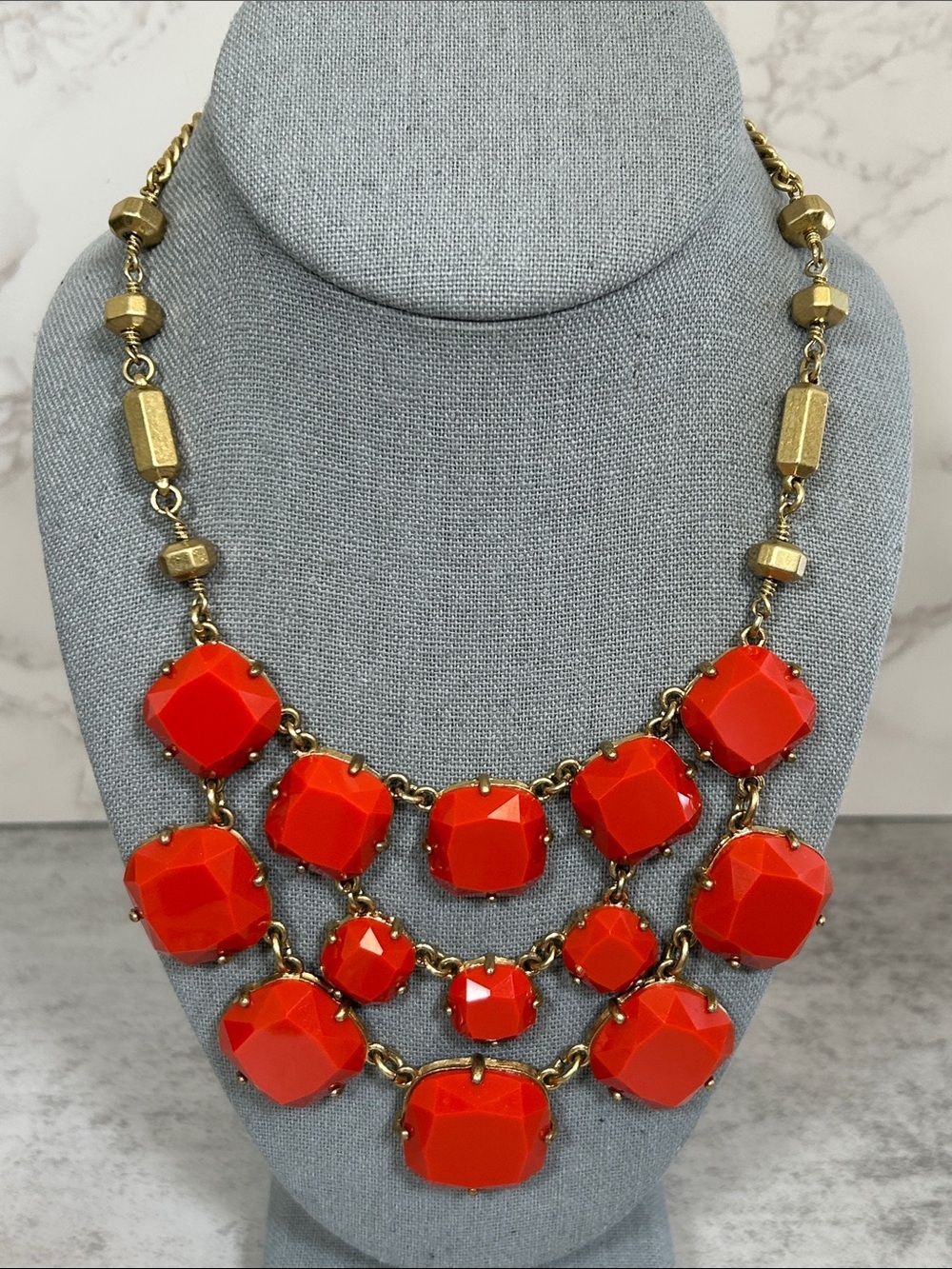 Bold Orange Statement Bib Necklace - Women Jewelry